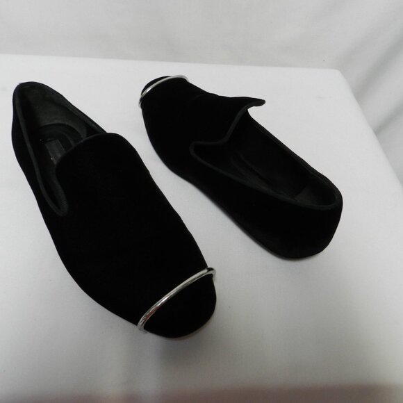 ALEXANDER WANG Kalli Velvet Loafers Leather lined flats black Size 38.5  US 8.5 - Picture 1 of 12
